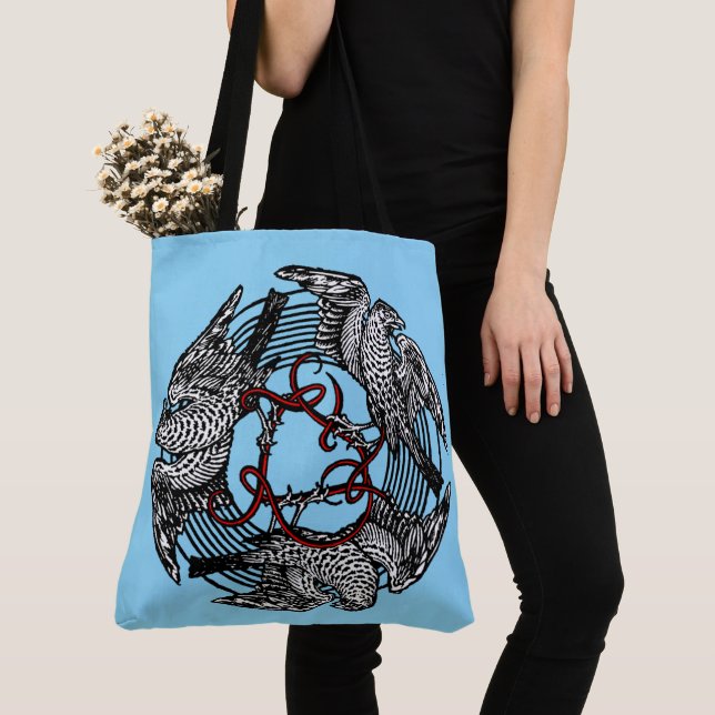 Antique Bookplate Three Hawks William de Morgan Tygkasse (Närbild)