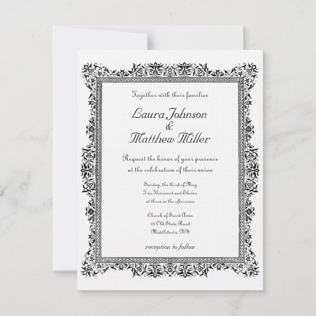 Antique Borderade bröllopsinbjudning Inbjudningar (Framsida)