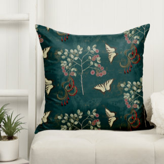 Antique Botanias Butterflies och Catclaw Acacia Kudde