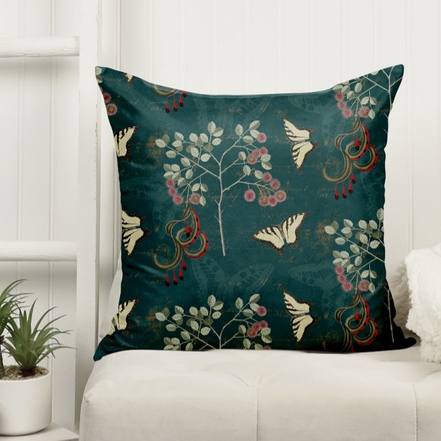 Antique Botanias Butterflies och Catclaw Acacia Kudde (Skapare uppladdad)
