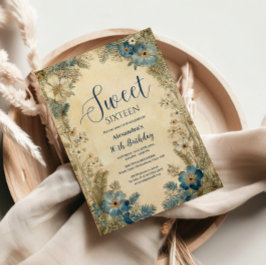 Antique Botanical Art Nouveau Sweet Sixteen Inbjudningar