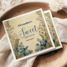 Antique Botanical Art Nouveau Sweet Sixteen Pappersservett