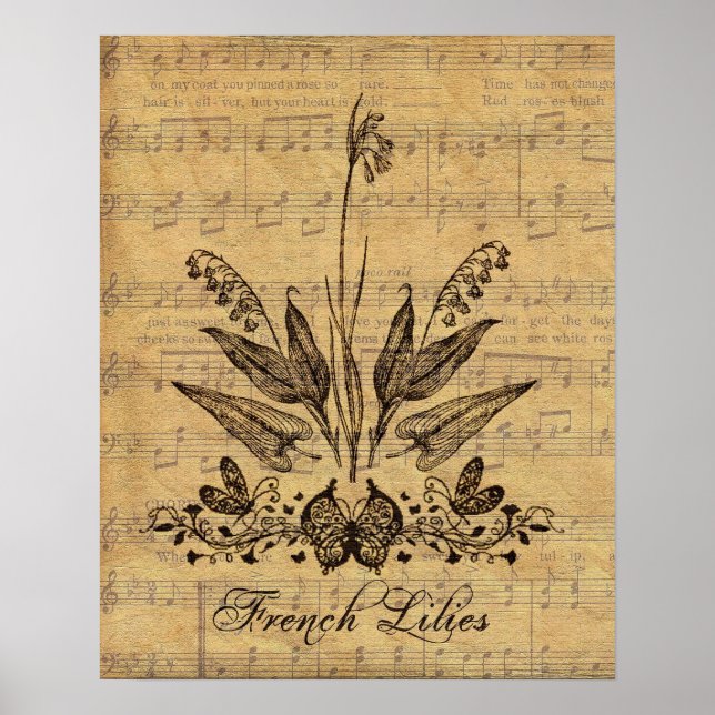 Antique Botanical Fransk Lillies Poster (Framsidan)