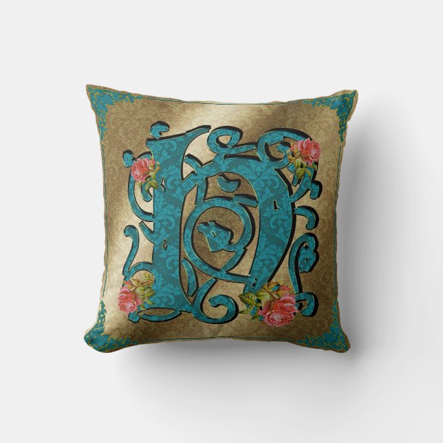Antique Brev H - Pillow Kudde (Framsida)