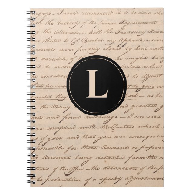 Antique Brev Monogram Writer's Old Calligraphy Anteckningsbok (Framsidan)