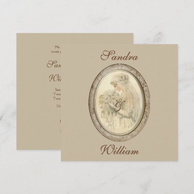Antique Bride bröllopsinbjudan Inbjudningar (Fram/baksida)