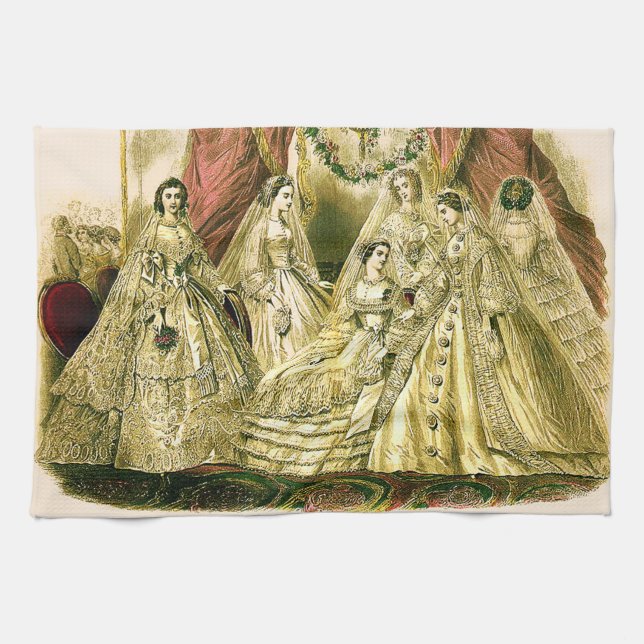 Antique Bride Vintage bröllop Kökshandduk (Horisontell)