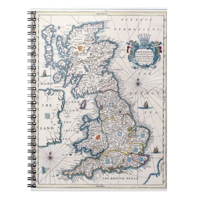 Antique Britannia Karta Notebook Anteckningsbok (Framsidan)