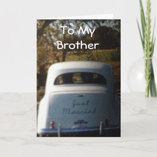 ANTIQUE BRÖLLOP CAR FOR BROTHER'S BRÖLLOPSDAG KORT (Framsida)