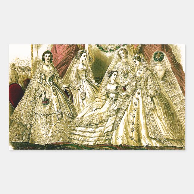 Antique Bröllop Möhippa Rektangulärt Klistermärke (Framsida)