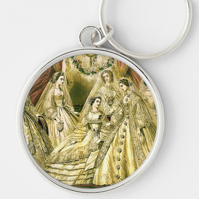 Antique Bröllop Möhippa Rund Silverfärgad Nyckelring (Framsidan)