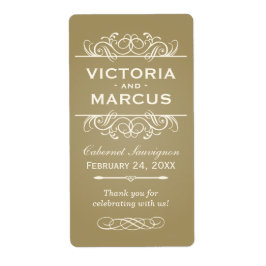 Antique Bröllop Vin Flaska Monogram-favoritetikett Fraktsedel