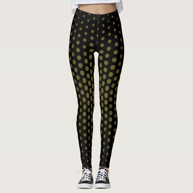 Antique Bronze Techno Dot Mönster Leggings (Framsida)