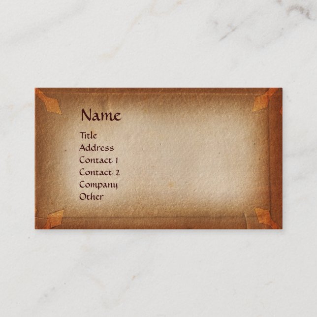 ANTIQUE BROWN PARCHMENT VISITKORT (Framsida)