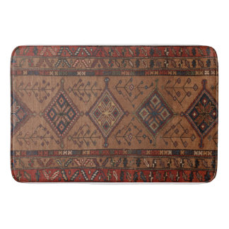 Antique Brown Persian Matta med geometriska former