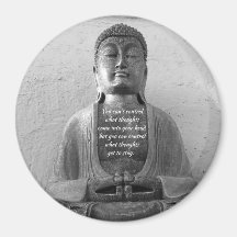 Antique Buddha staty, citat, meditation, magnet