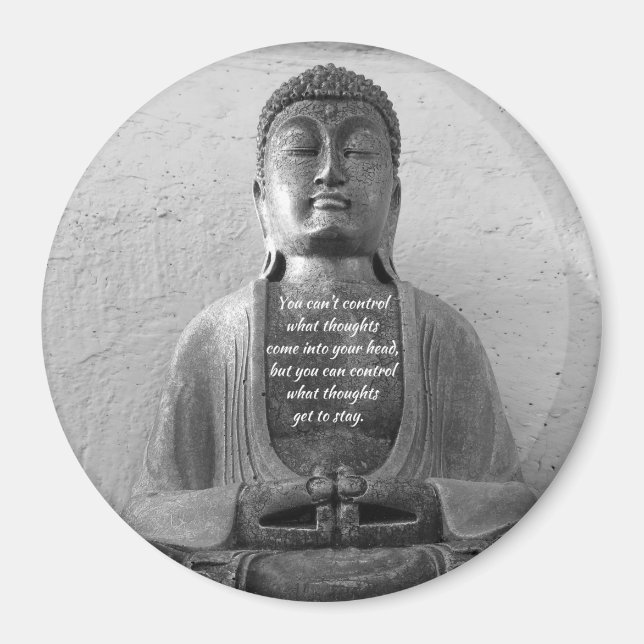 Antique Buddha staty, citat, meditation, magnet (Framsidan)
