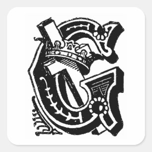 Antique Calligraphy Masonic Symbols Brev G Fyrkantigt Klistermärke
