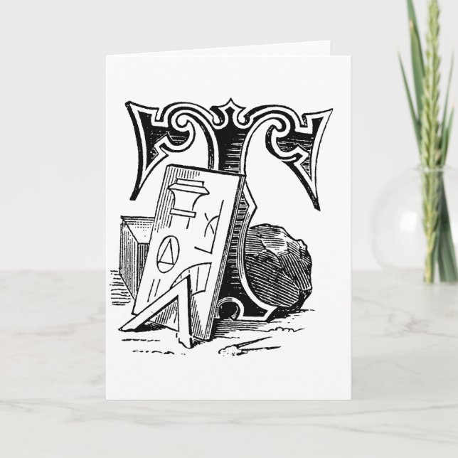 Antique Calligraphy Masonic Symbols Brev T Anteckningskort (Framsida)