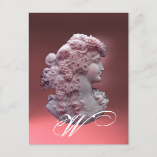 ANTIQUE CAMEO,DAM MED DRUVMONOGRAM HELG VYKORT