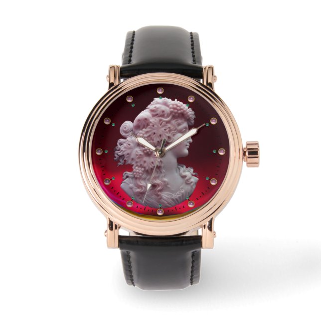 ANTIQUE CAMEO, DAM MED DRUVOR OCH GRAPEVINER ARMBANDSUR (Framsida)