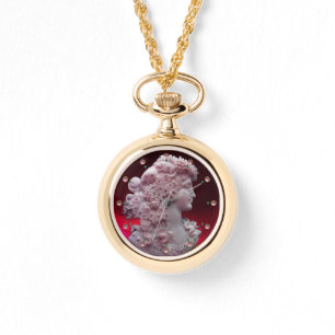 ANTIQUE CAMEO, DAM MED DRUVOR OCH GRAPEVINER ARMBANDSUR