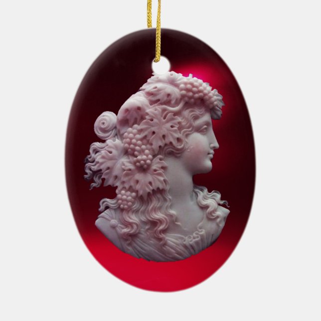 ANTIQUE CAMEO, DAM MED DRUVOR OCH GRAPEVINER JULGRANSPRYDNAD KERAMIK (Baksidan)
