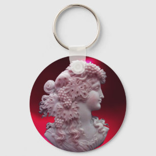 ANTIQUE CAMEO, DAM MED DRUVOR OCH GRAPEVINER NYCKELRING