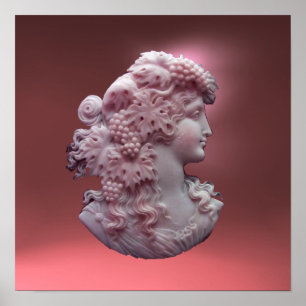 ANTIQUE CAMEO, DAM MED DRUVOR OCH GRAPEVINER POSTER