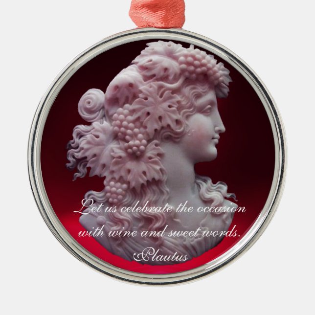 ANTIQUE CAMEO, DAM MED DRUVOR VIN JULGRANSPRYDNAD METALL (Framsidan)