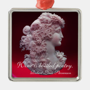 ANTIQUE CAMEO, DAM MED DRUVOR VIN JULGRANSPRYDNAD METALL