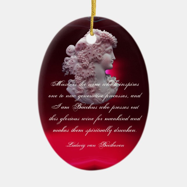 ANTIQUE CAMEO, DAM MED DRUVOR, VIN OCH MUSIK JULGRANSPRYDNAD KERAMIK (Framsidan)