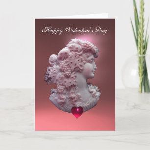 ANTIQUE CAMEO, DAM MED GRAPES Valentine Day Helgkort