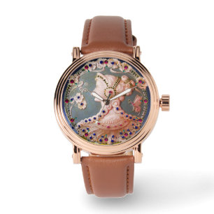 ANTIQUE CAMEO / DAM MED SMÖR OCH BLOMMOR ARMBANDSUR