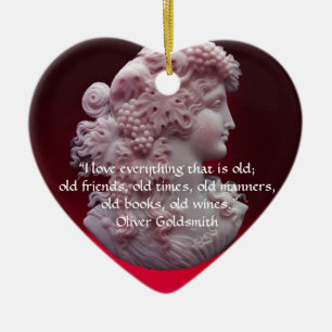 ANTIQUE CAMEO, DAM MED VIN-KVOTER AV DRUVOR JULGRANSPRYDNAD KERAMIK