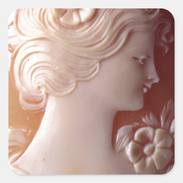 Antique Cameo Fyrkantigt Klistermärke (Framsida)