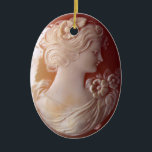 Antique Cameo Julgransprydnad Keramik<br><div class="desc">Romantisk antika kameror - bild av söt Victorian Dam - delikat fiberdetalj.</div>