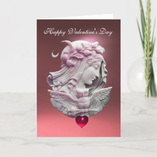 ANTIQUE CAMEO, MÅNE DAM PÅ NIGHT Valentine Day Helgkort