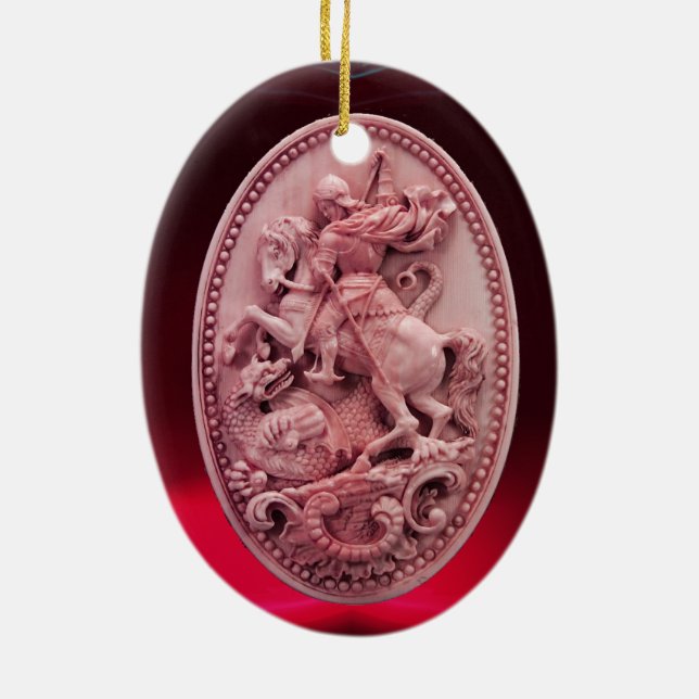 ANTIQUE CAMEO/SAINT GEORGE MED DRAGON JULGRANSPRYDNAD KERAMIK (Baksidan)