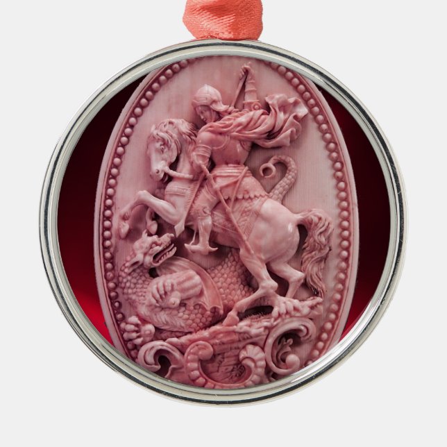 ANTIQUE CAMEO/SAINT GEORGE MED DRAGON JULGRANSPRYDNAD METALL (Framsidan)