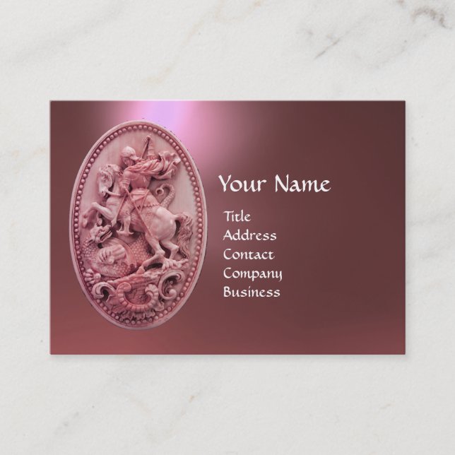 ANTIQUE CAMEO/SAINT GEORGE MED DRAGON MONOGRAM VISITKORT (Framsida)