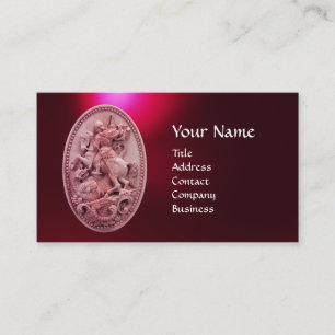 ANTIQUE CAMEO/SAINT GEORGE MED DRAGON MONOGRAM VISITKORT