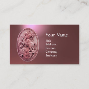 ANTIQUE CAMEO/SAINT GEORGE MED DRAGON MONOGRAM VISITKORT