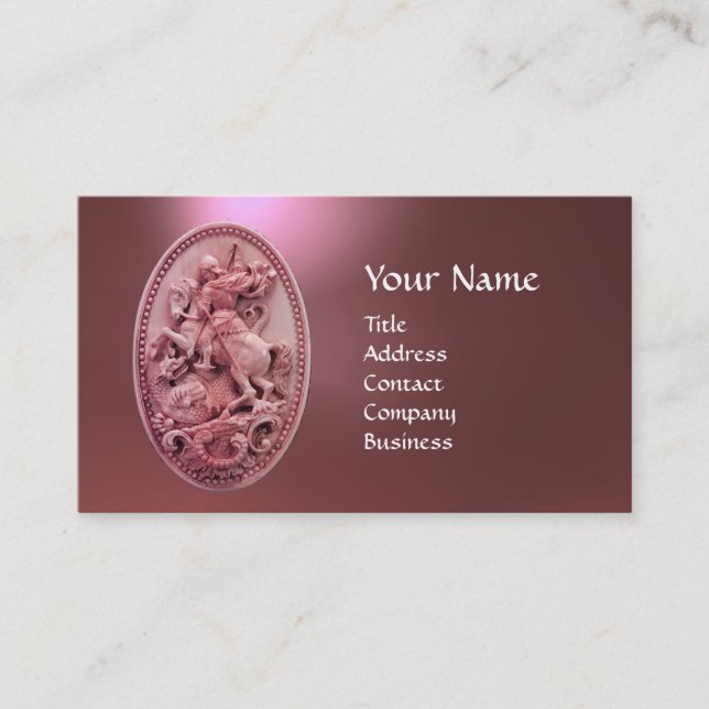 ANTIQUE CAMEO/SAINT GEORGE MED DRAGON MONOGRAM VISITKORT (Framsida)