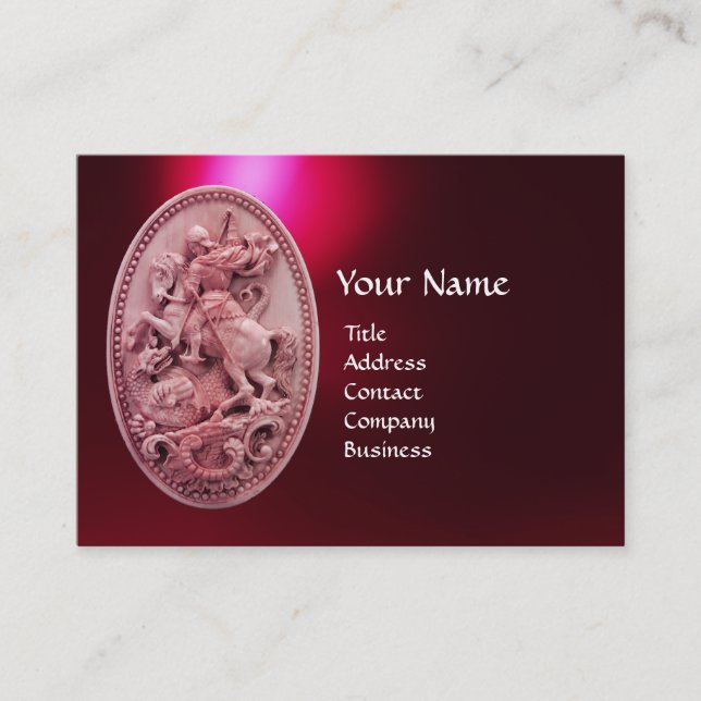 ANTIQUE CAMEO/SAINT GEORGE MED DRAGON MONOGRAM VISITKORT (Framsida)