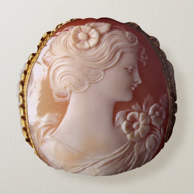 Antique Cameo, vintage cameo-smycken Rund Kudde (Framsidan)