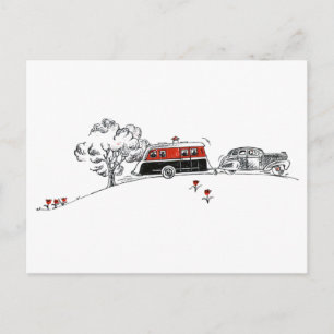 Antique Camper and Car Vykort