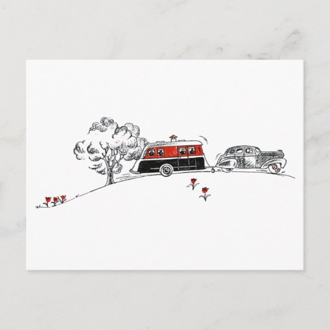 Antique Camper and Car Vykort (Framsida)