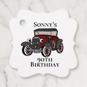 Antique Car Birthday Gåvor Etiketter