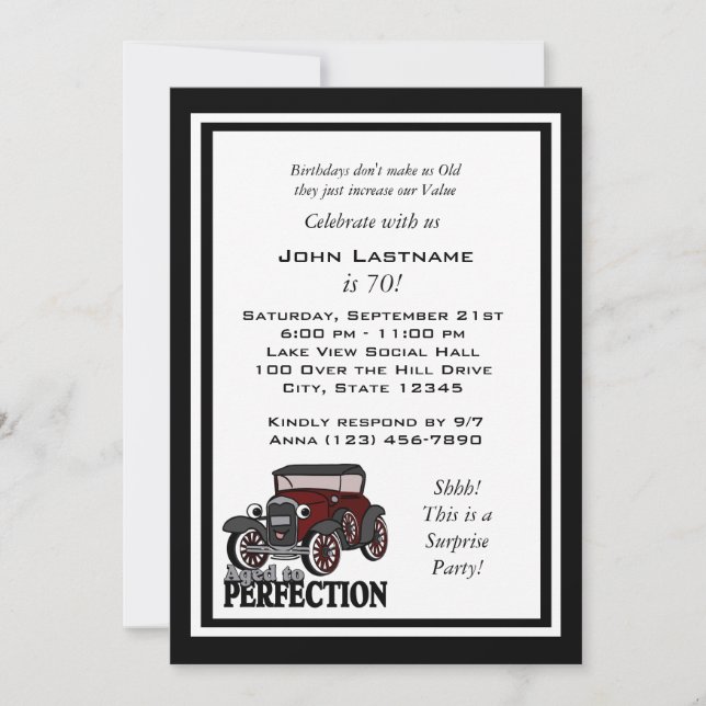 Antique Car Birthday Inbjudan (Framsida)